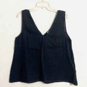 CALME V-Neck Drape Tank Tops BLACK Women's Size M